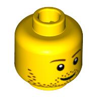 Lego Minifig Head Lance Spears / Knight, Stubble Smile / Crinkled Mouth and Inverted Eyebrows Print / Yellow