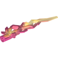 Lego Large Figure Weapon Accessory, Flame / Lightning Bolt with Axle Hole with Marbled Trans-Yellow Pattern / Trans-Dark Pink