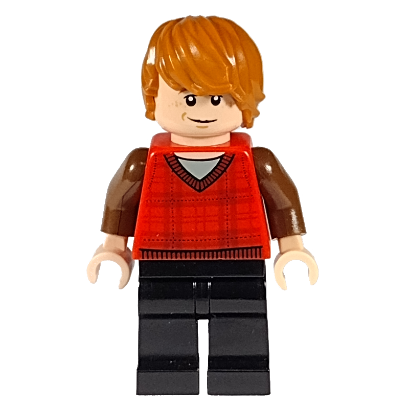 Lego Ron Weasley, Red Tartan Sweater Vest, Black Legs