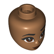 Lego Minidoll Head Reddish Brown Eyes, Dark Red Lips / Medium Nougat
