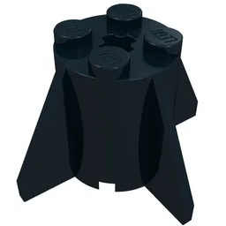 Brick Round 2 x 2 x 2 with Axle Hole and Fins / Black