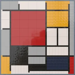 Composition en rouge, jaune, bleu et noir