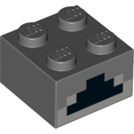 Lego Brick 2 x 2 with Light Bluish Gray and Black Pixelated Furnace Print