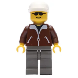 Man, Brown Jacket, Dark Gray Legs, White Cap