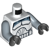 Lego Torso Wolfpack Clone Trooper Armor Print, Sand Blue Arms, Black Hands / White