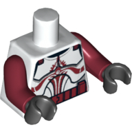 Lego Torso Armor Clone Trooper with Dark Red Markings and Belt, Light Bluish Grey Half Circle Print, Dark Red Arms, Black Hands / White