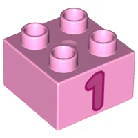 Duplo Brick 2 x 2 with '1' Print