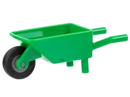 Minifigure, Utensil Wheelbarrow with Dark Bluish Gray Pulley Wheel with Black Tire 14mm D. x 4mm Smooth Small Single with Number Embossed on Side (98288 / 3464c03)
