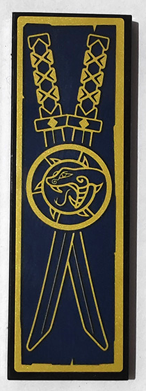 Lego Tile 2 x 6 with 2 Gold Katanas and Snake Head Emblem on Dark Blue Background Pattern (Sticker) - Set 71735