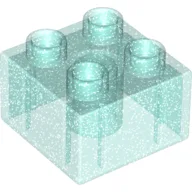 Duplo Brick 2 x 2 / Glitter Trans-Light Blue
