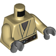 Lego Torso Robe, Dark Bluish Gray Undershirt, Reddish Brown Belt Print, Tan Arms, Dark Bluish Gray Hands / Tan