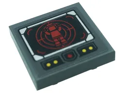 Tile, Modified 2 x 2 Inverted with Red and Yellow Dots, Radar Screen and Minifigure Pattern (Sticker) - Set 76161