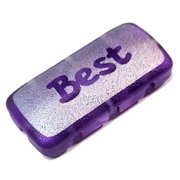 Clikits Icon, Rectangle 3L with Hole, Silver 'Best' Print / Trans-Medium Purple