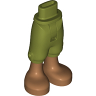 Lego Minidoll Hips and Cropped Trousers with Nougat Legs, Medium Nougat Boots print [Thick Hinge] / Olive Green