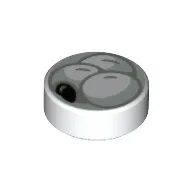 Tile Round 1 x 1 with Tangyuan Print / White