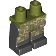 Lego Hips and Black Legs with Camouflage print / Olive Green