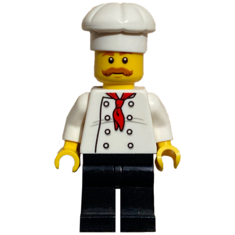 Lego Chef, Red Neckerchief, Black Legs, Moustache