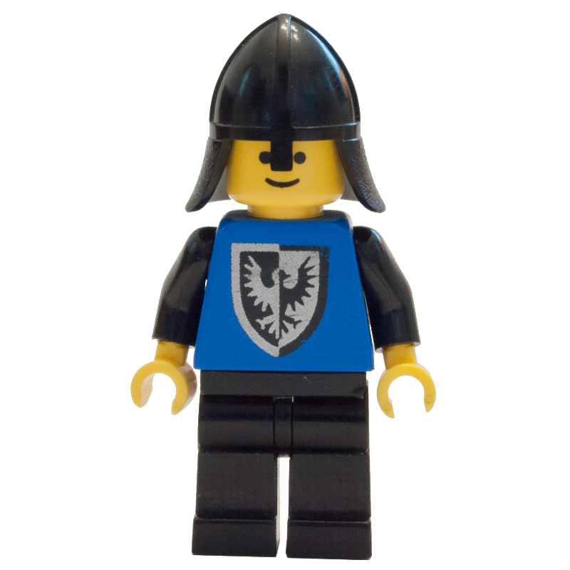 Lego Knight (Black Falcon) - Black Legs, Black Hips, Rounded Shield, Neck-Protector, 3626a