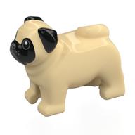 Lego Animal, Dog Pug with Black Face, Ears print / Tan