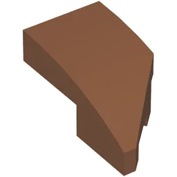Brick Wedged, Curved 2 x 1 with Stud Notch Left / Reddish Brown