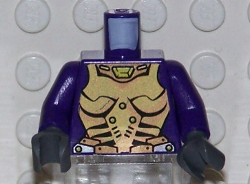 Lego Torso Exo-Force Gold Body Armor with Amulet Pattern / Dark Purple Arms / Dark Bluish Gray Hands