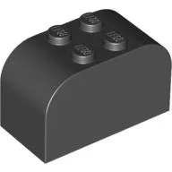 Brick Curved 2 x 4 x 2 Double [Plain] / Black