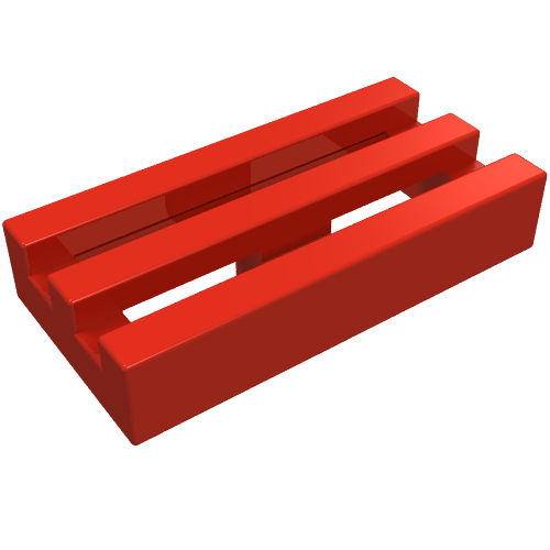 Lego Tile Special 1 x 2 Grille without Bottom Groove / Red
