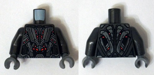 Lego Torso Armor Robot with Light Bluish Gray Panels and Red Lights Pattern / Pearl Dark Gray Arms / Dark Bluish Gray Hands