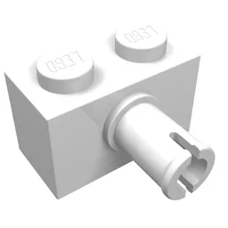 Brick Special 1 x 2 with Pin / White