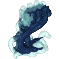Lego Lower Body, Ghost with Marbled Trans-Light Blue Pattern / Dark Blue