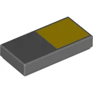 Tile 1 x 2 with Yellow Square Print / Dark Bluish Gray