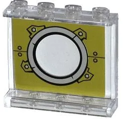 Panel 1 x 4 x 3 with Side Supports - Hollow Studs with Porthole on Olive Green Background Pattern (Sticker) - Set 79121