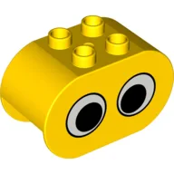Duplo Brick 2 x 4 x 2 Rounded Ends with Large Centered Eyes Print / Yellow