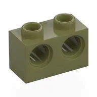 Technic Brick 1 x 2 [2 Pin Holes] / Olive Green