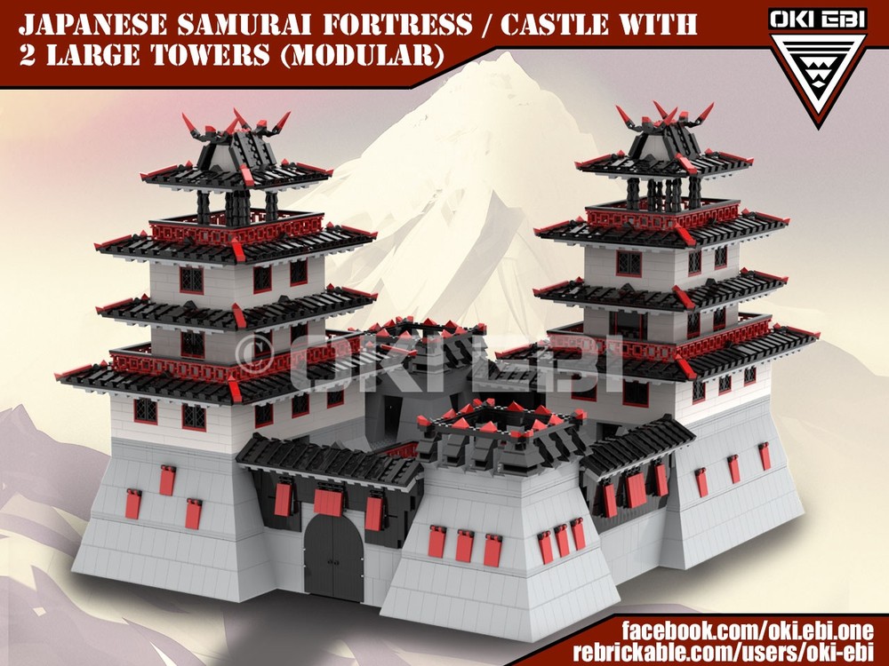 Lego Japanese Samurai Fortress / Castle with 2 large towers (modular)