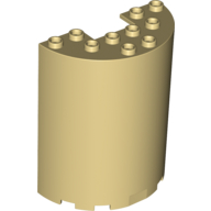 Lego Cylinder Half 3 x 6 x 6 with 1 x 2 Cutout / Tan