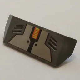 Vehicle, Spoiler with Bar Handle with Silver Armor Plates, Bright Light Yellow and Orange Grille, Black Vents Pattern (Sticker) - Set 70327