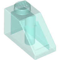 Lego Brick Sloped 45° 2 x 1 with Bottom Pin / Trans-Light Blue