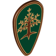 Lego Shield Ovoid with Tree with Gold Leaves Print / Reddish Brown