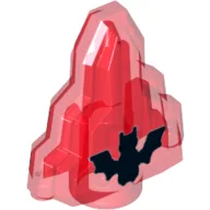 Rock 1 x 2 Crystal Stepped with Black Bat Print / Trans-Red