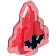 Lego Rock 1 x 2 Crystal Stepped with Black Bat Print