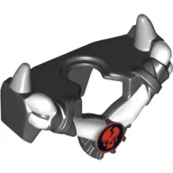 Minifig Neckwear Armour Breastplate Wide with Shoulder Spikes Gray and Ninjago Cracked Red Skull Print / Black