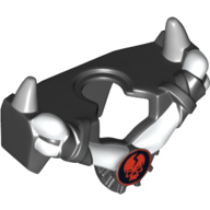 Lego Minifig Neckwear Armour Breastplate Wide with Shoulder Spikes Gray and Ninjago Cracked Red Skull Print / Black