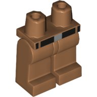 Lego Hips and Medium Nougat Legs with Black Belt with Plain Silver Buckle Print / Medium Nougat