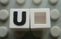 Modulex Tile 1 x 1 with Black 'U' Print with No Lining