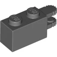 Hinge Brick 1 x 2 Locking with 2 Fingers Horizontal End, 9 Teeth / Dark Bluish Gray