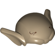 Lego Head Top Goblin with Ears and Dark Bluish Gray Hair Lines Print / Dark Tan