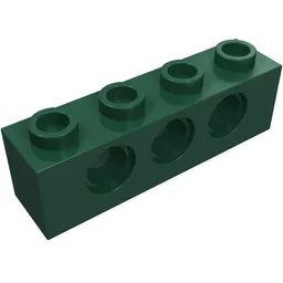 Technic Brick 1 x 4 [3 Pin Holes] / Dark Green