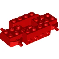 Vehicle Base 4 x 8 x 1 1/3 with Wheel Pins, 4 studs on each side, 2 x 2 Recessed Center and Hole / Red