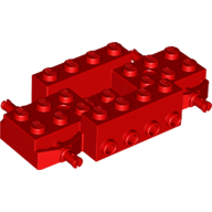 Lego Vehicle Base 4 x 8 x 1 1/3 with Wheel Pins, 4 studs on each side, 2 x 2 Recessed Center and Hole / Red
